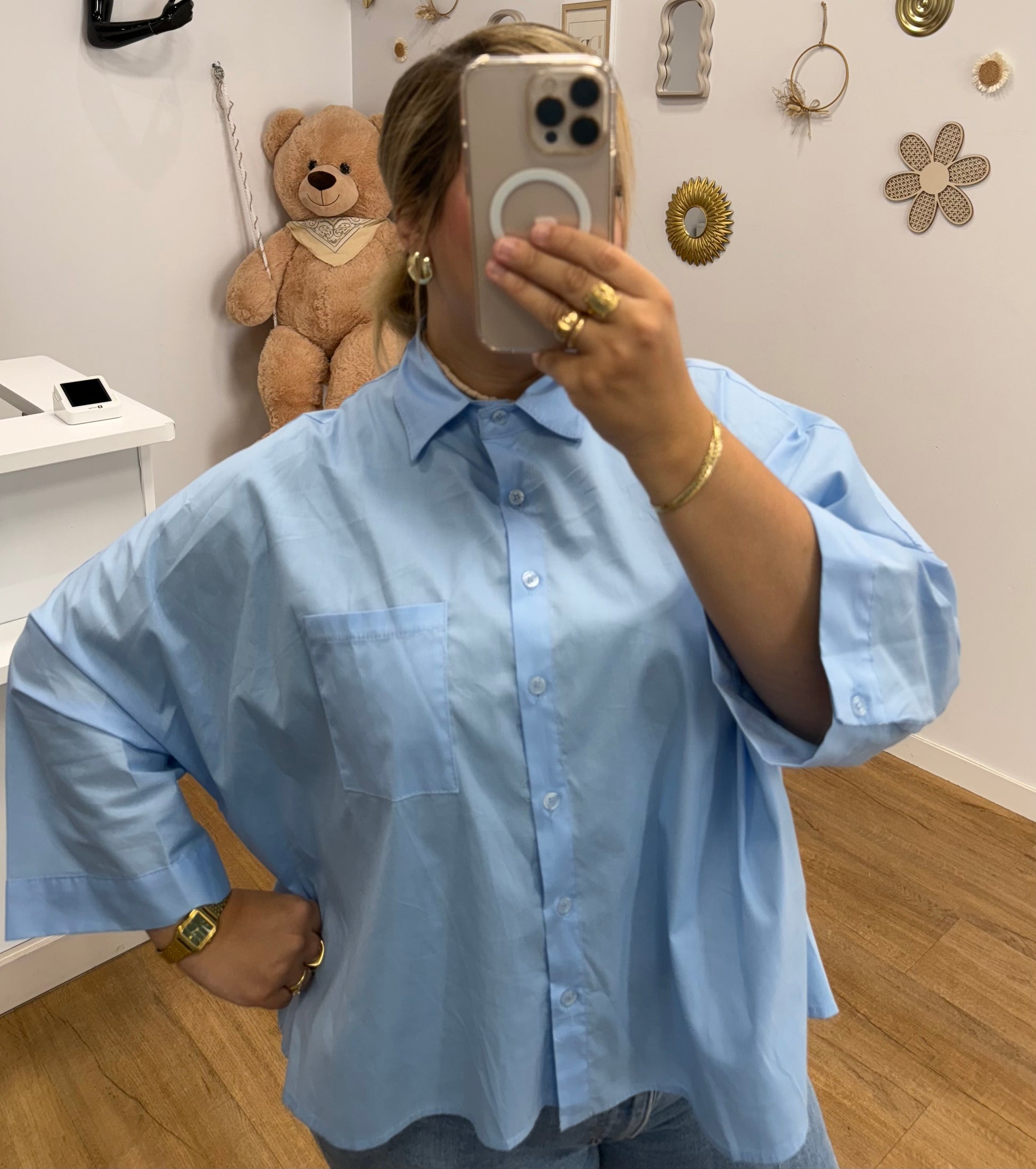 Chemise Bleu Oversize Élégante - Confort et Style