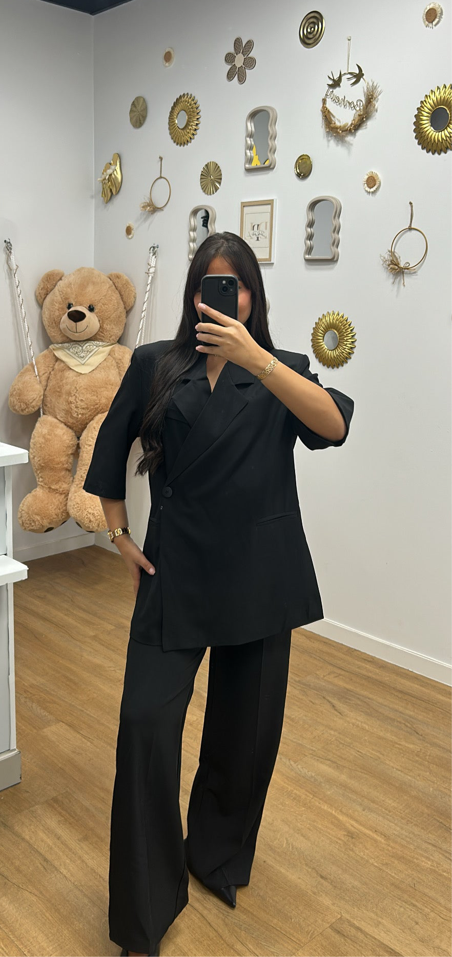 Ensemble Costume Working Girl Noir : Manches Courtes