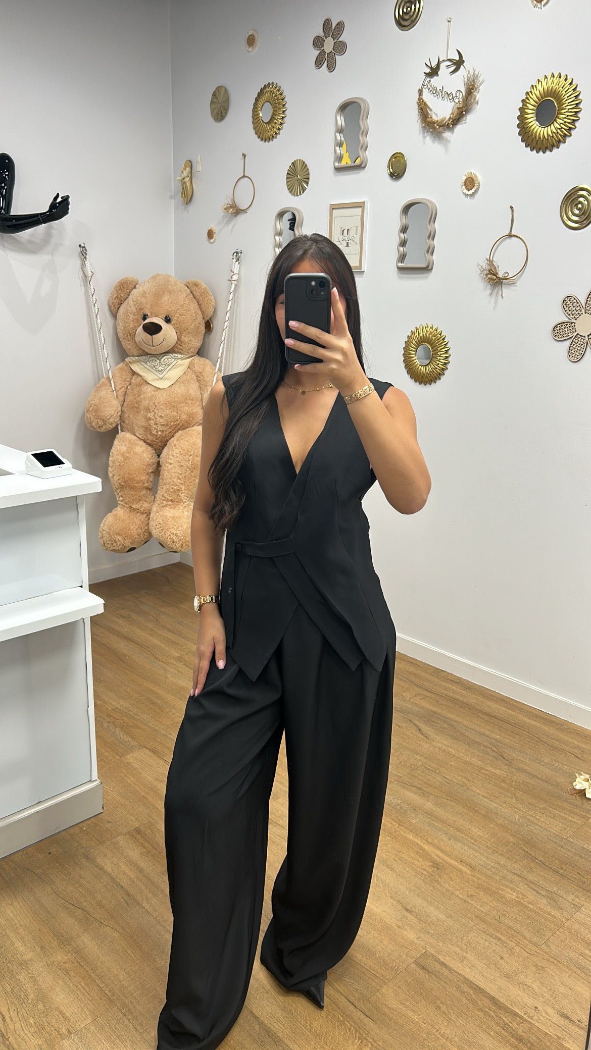 Ensemble Pantalon Large & Boléro Noir – Tenue Chic et Confortable