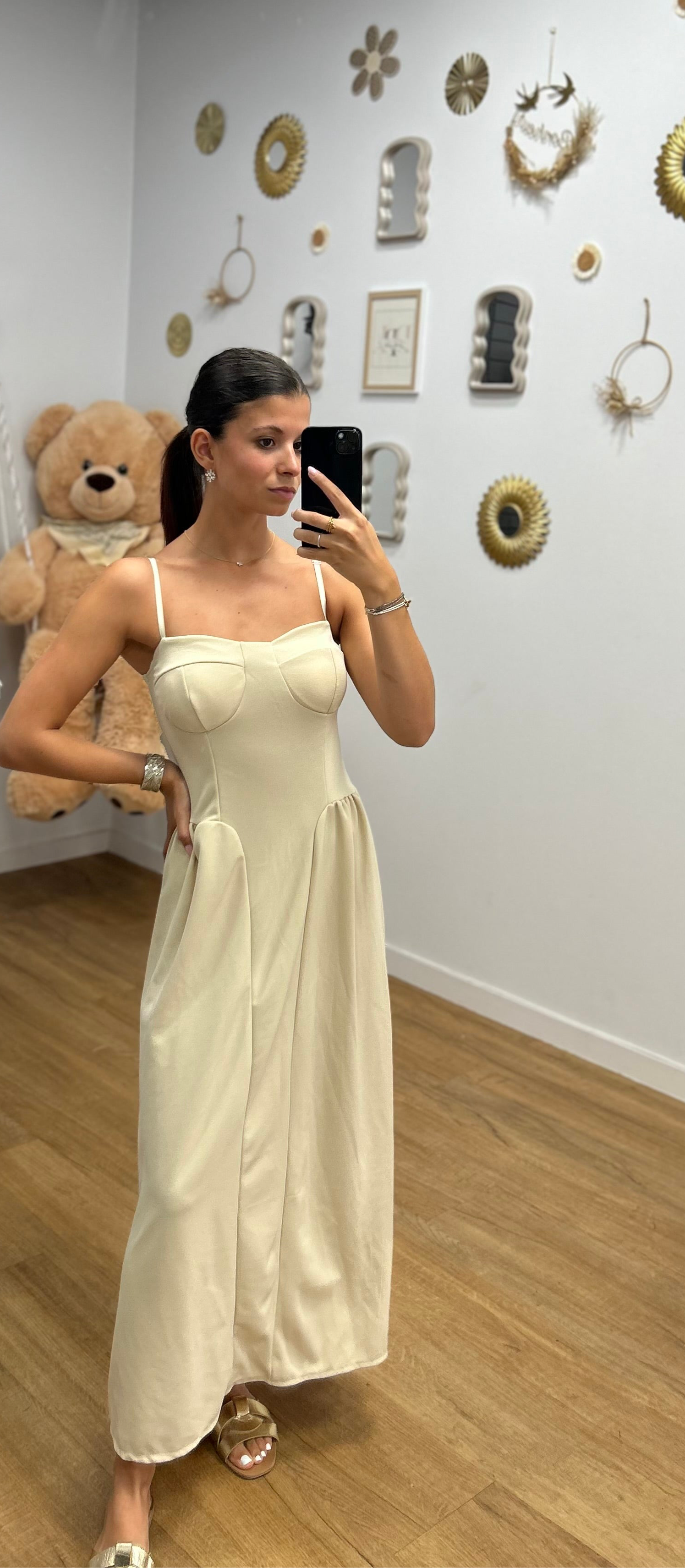 Robe Longue Beige - DESTOCKAGE