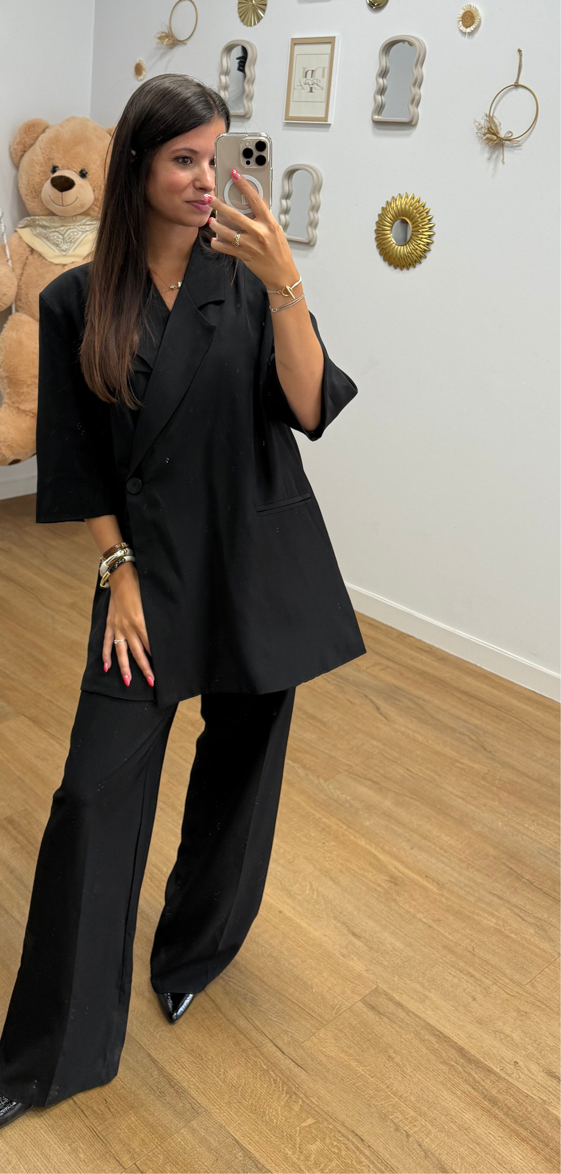 Ensemble Costume Working Girl Noir : Manches Courtes