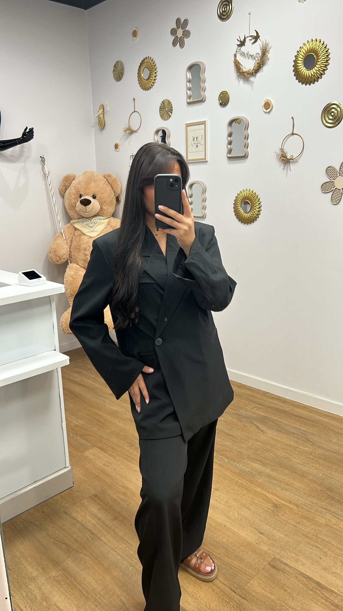 Ensemble Costume Working Girl Noir : Manches Longues