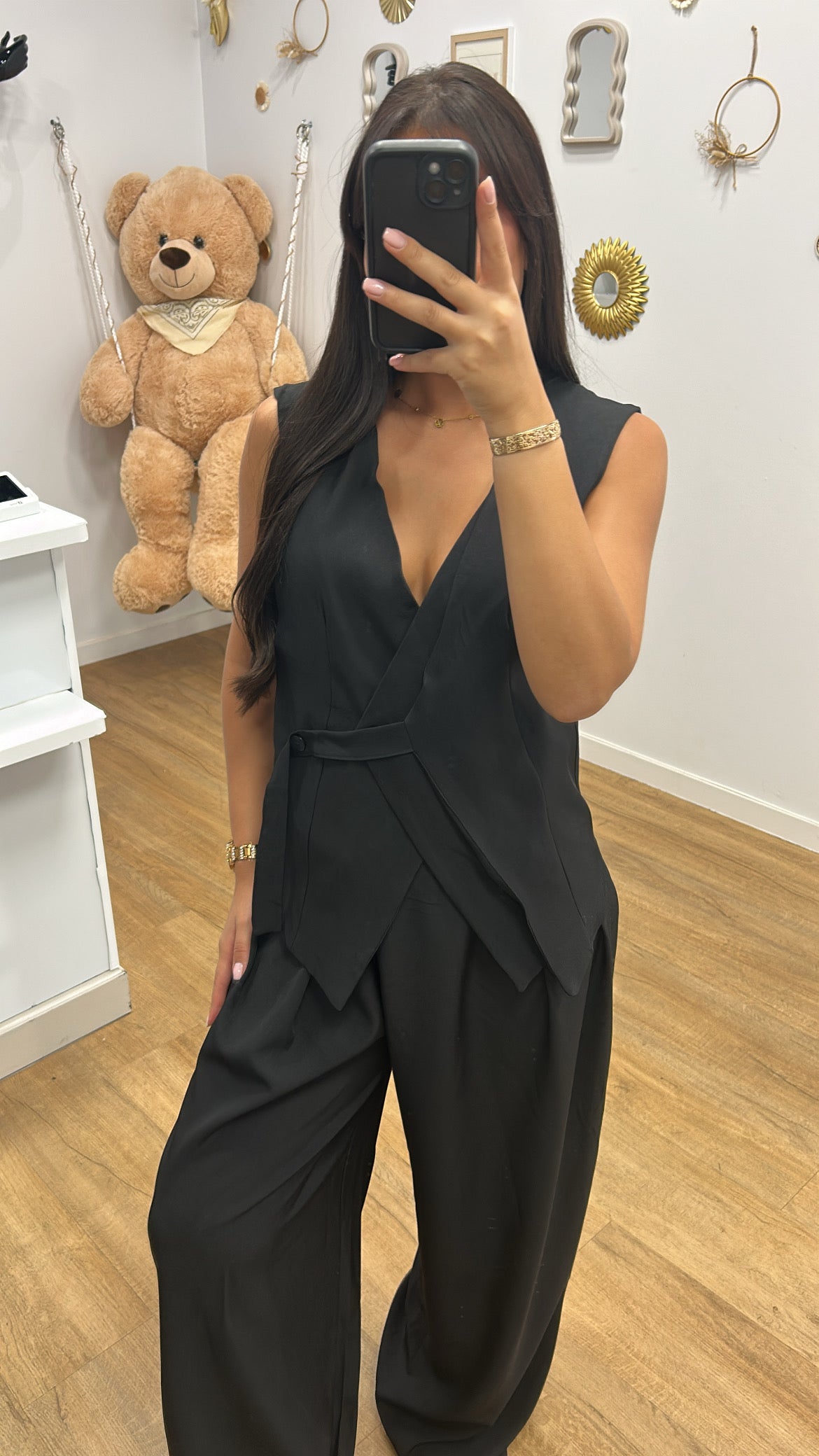 Ensemble Pantalon Large & Boléro Noir – Tenue Chic et Confortable