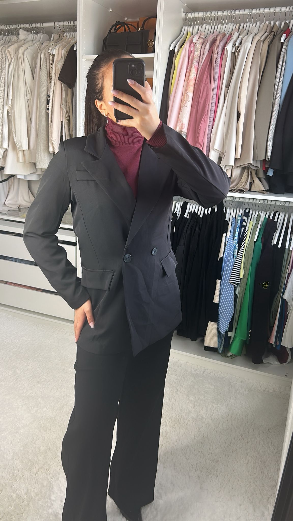 Blazer marron & noir femme – Élégance Coupe Droite