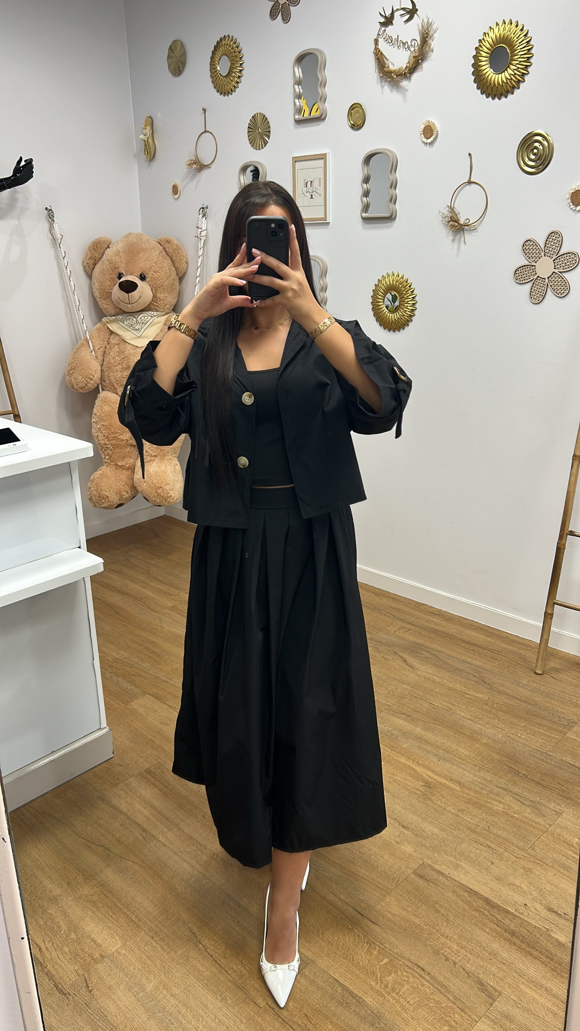 Ensemble Trench Court + Jupe Midi – Plusieurs Coloris