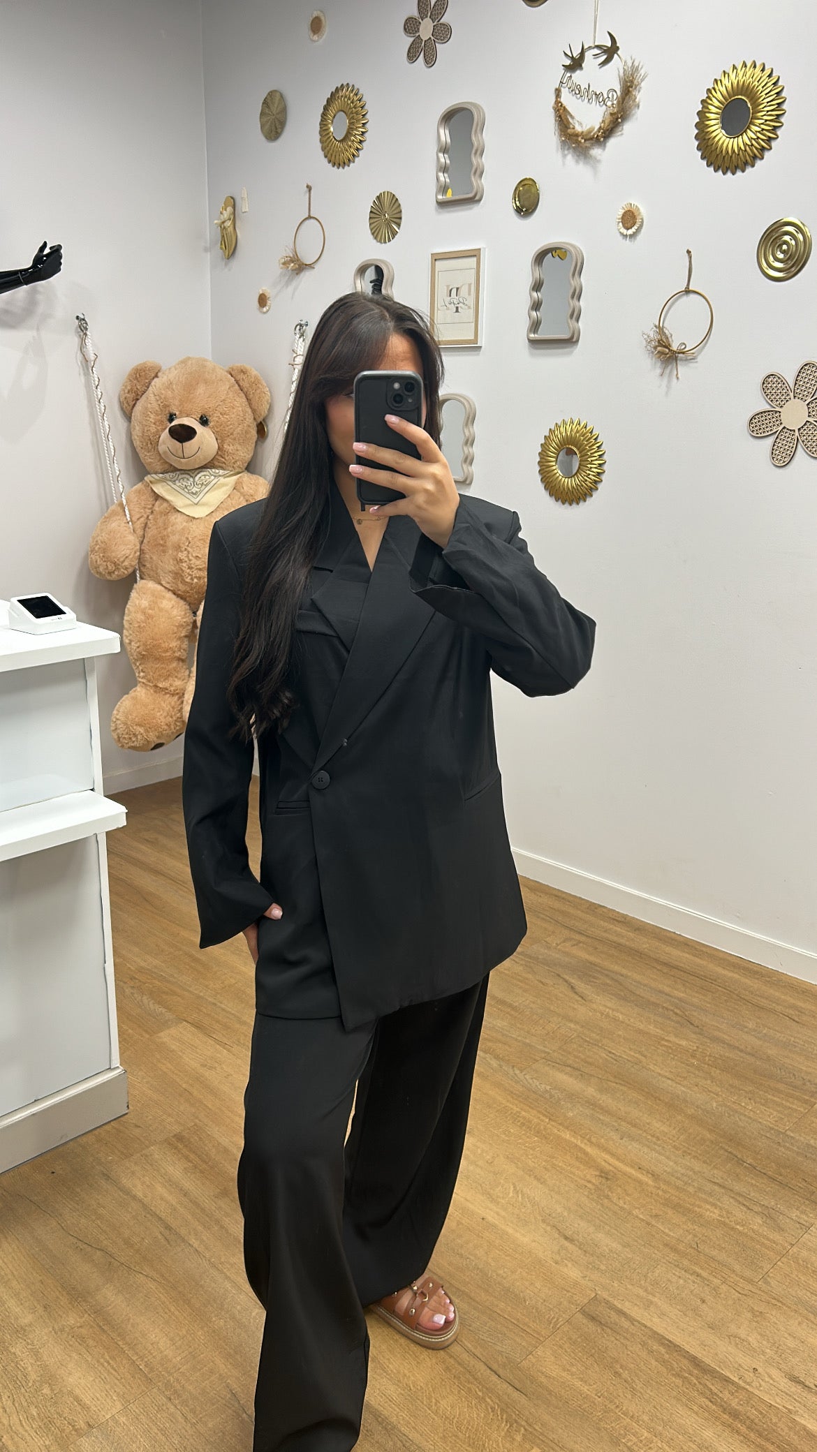 Ensemble Costume Working Girl Noir : Manches Longues