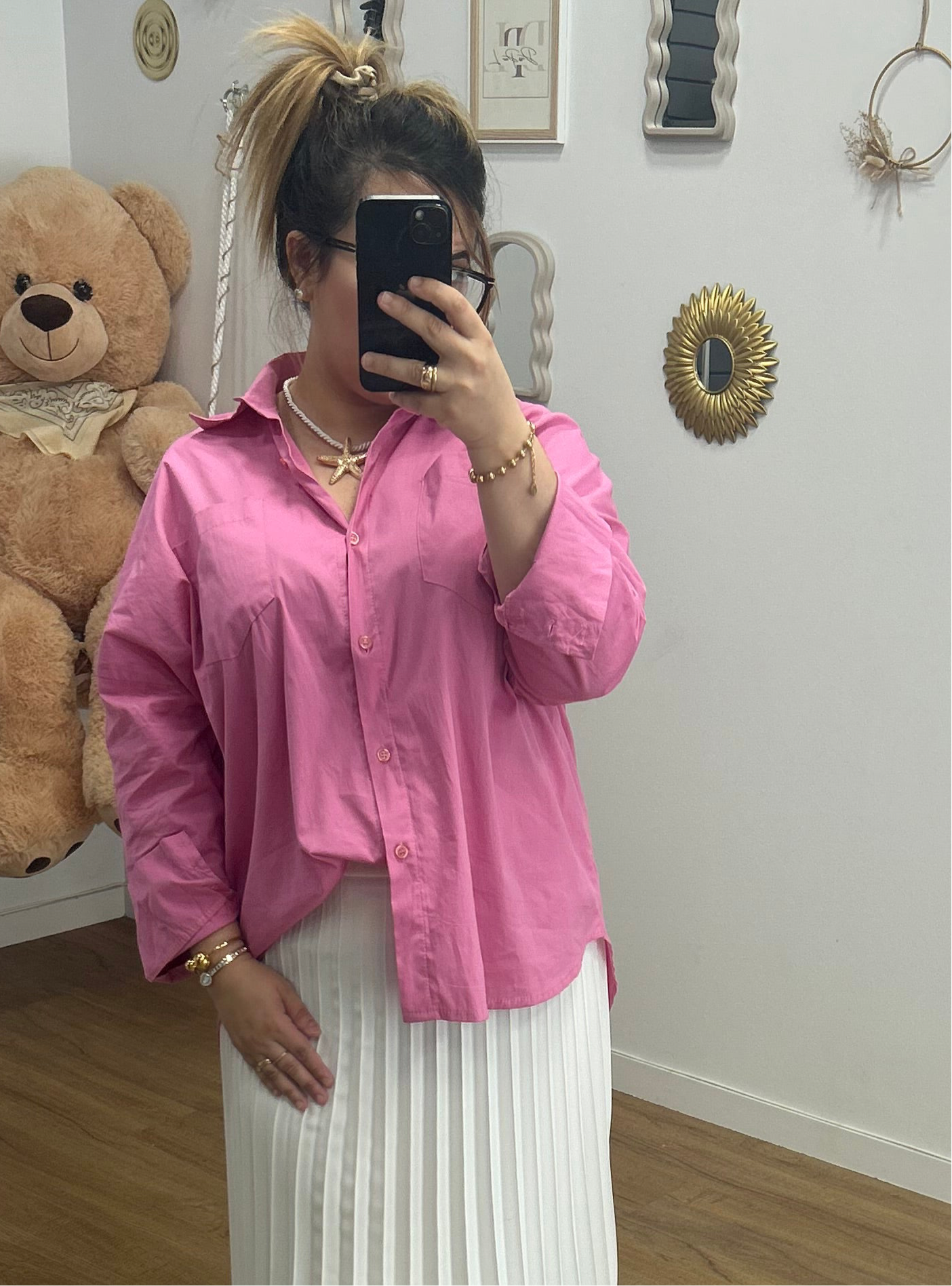 DESTOCKAGE - Chemise Oversize Rose Fushia