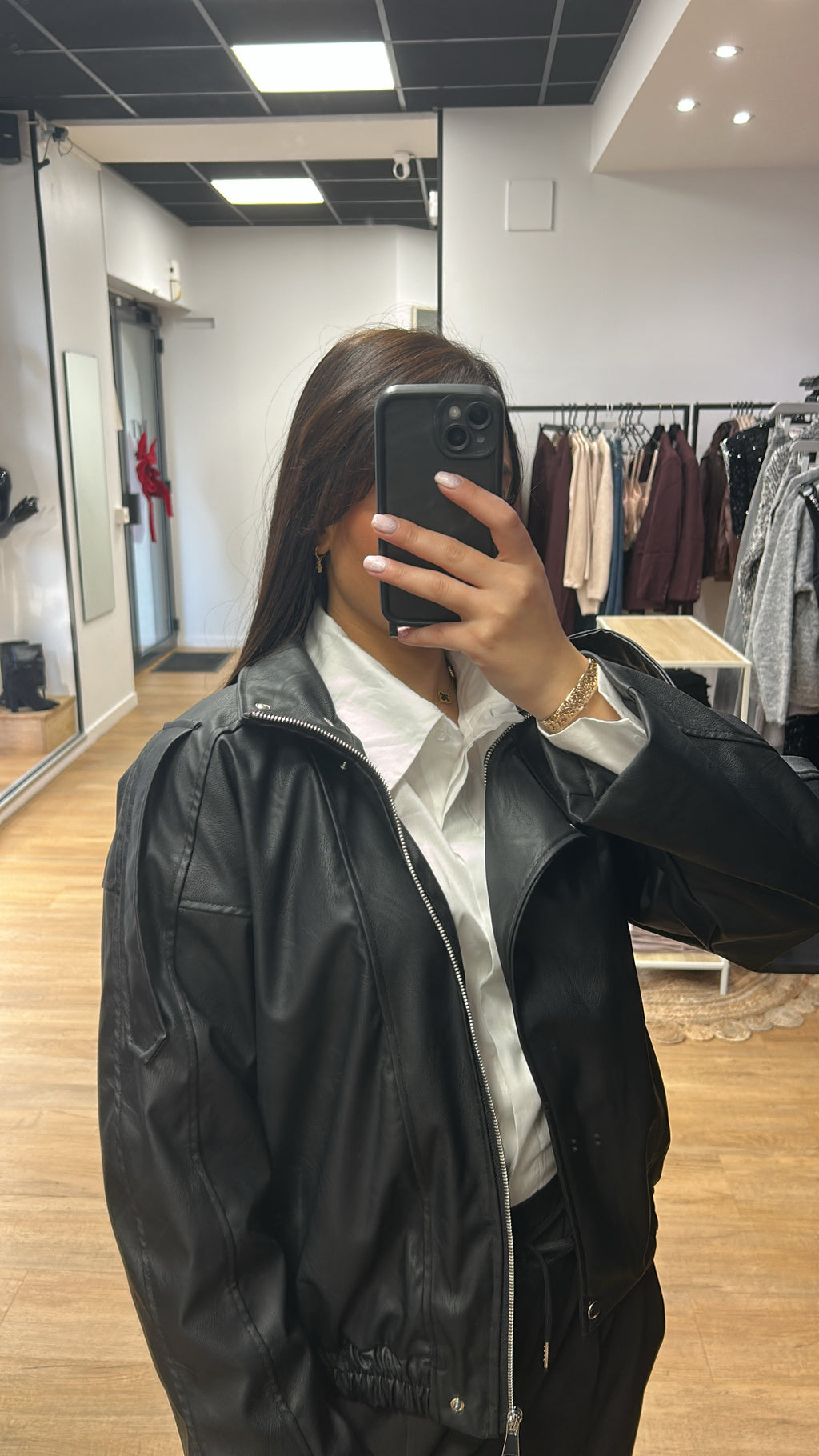 Veste simili cuir noire femme – Chic & tendance