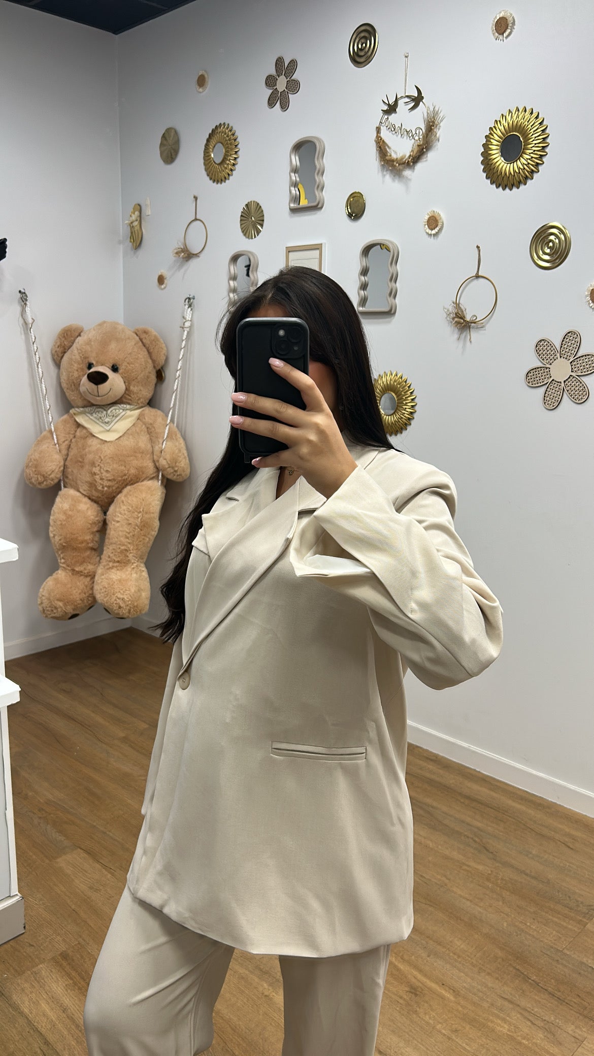 Ensemble Costume Working Girl Beige : Manches Longues