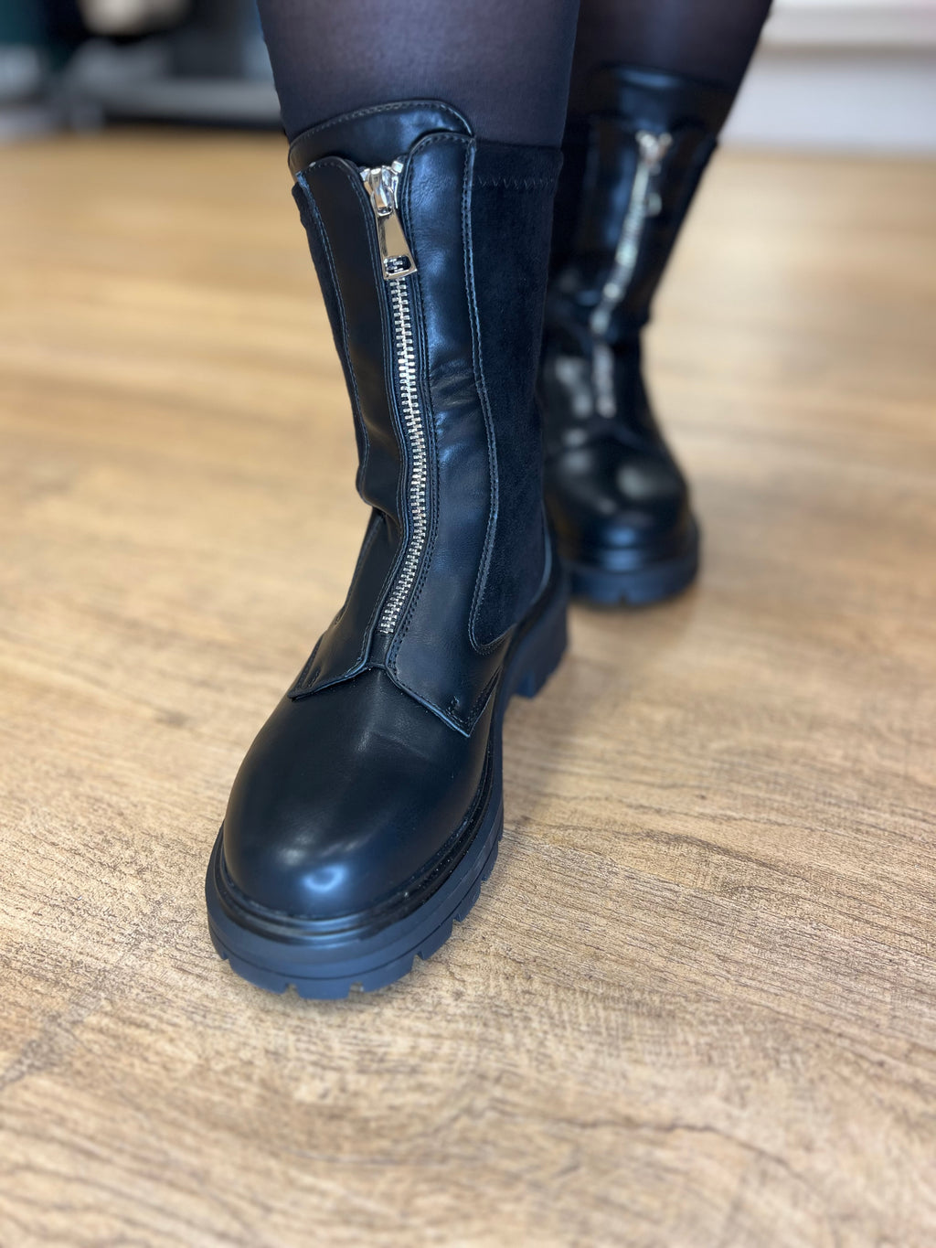 Bottines à Zip - Bi Matière