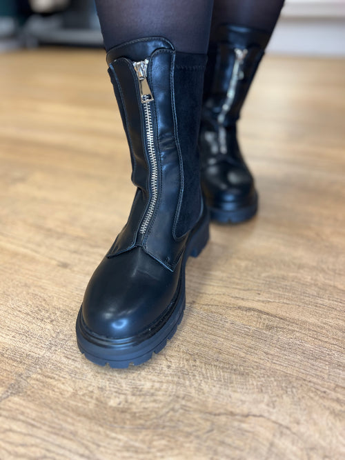 Bottines à Zip - Bi Matière
