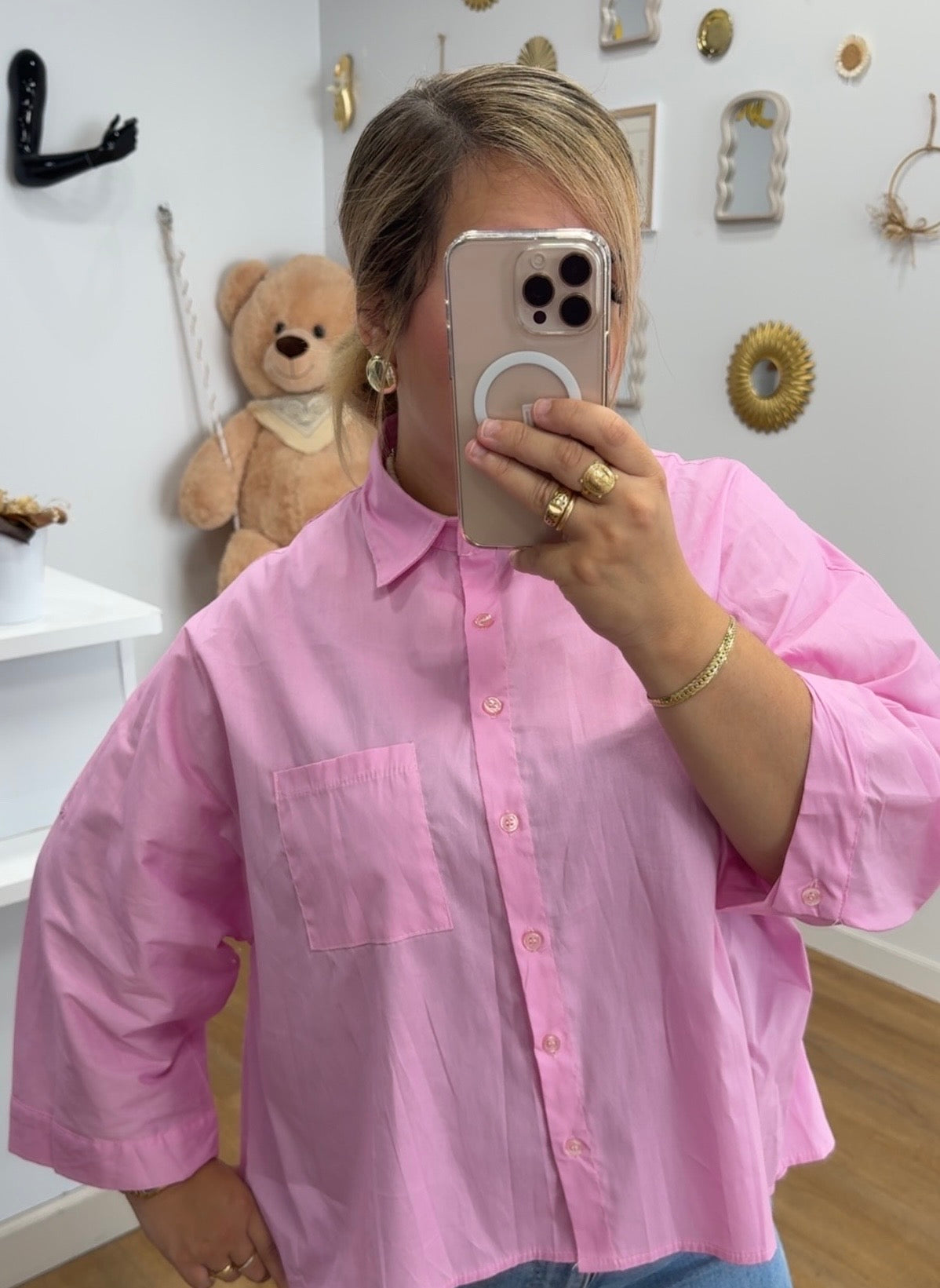 Chemise Rose Oversize Élégante - Confort et Style Réunis