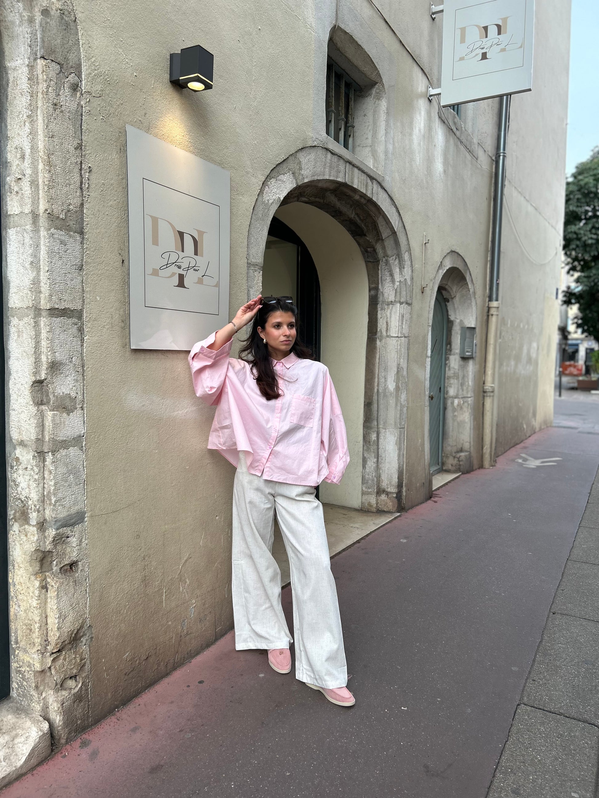Pantalon large lin - Blanc - DESTOCKAGE