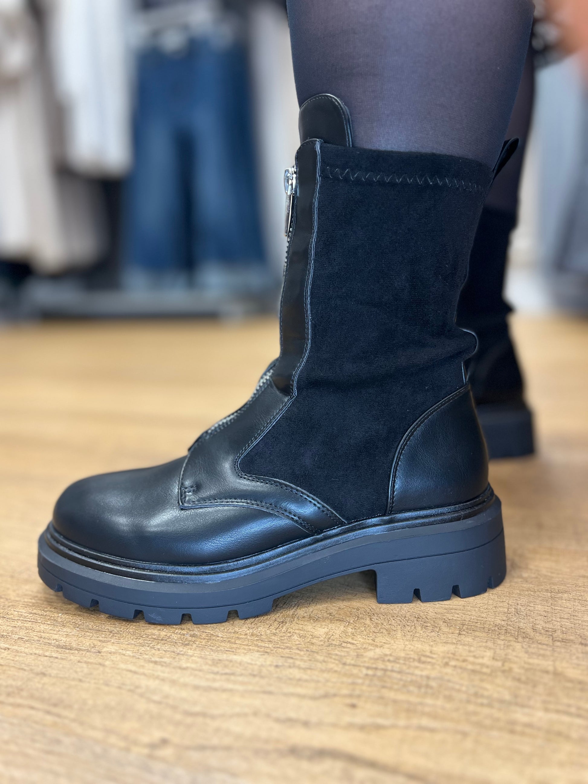 Bottines à Zip - Bi Matière