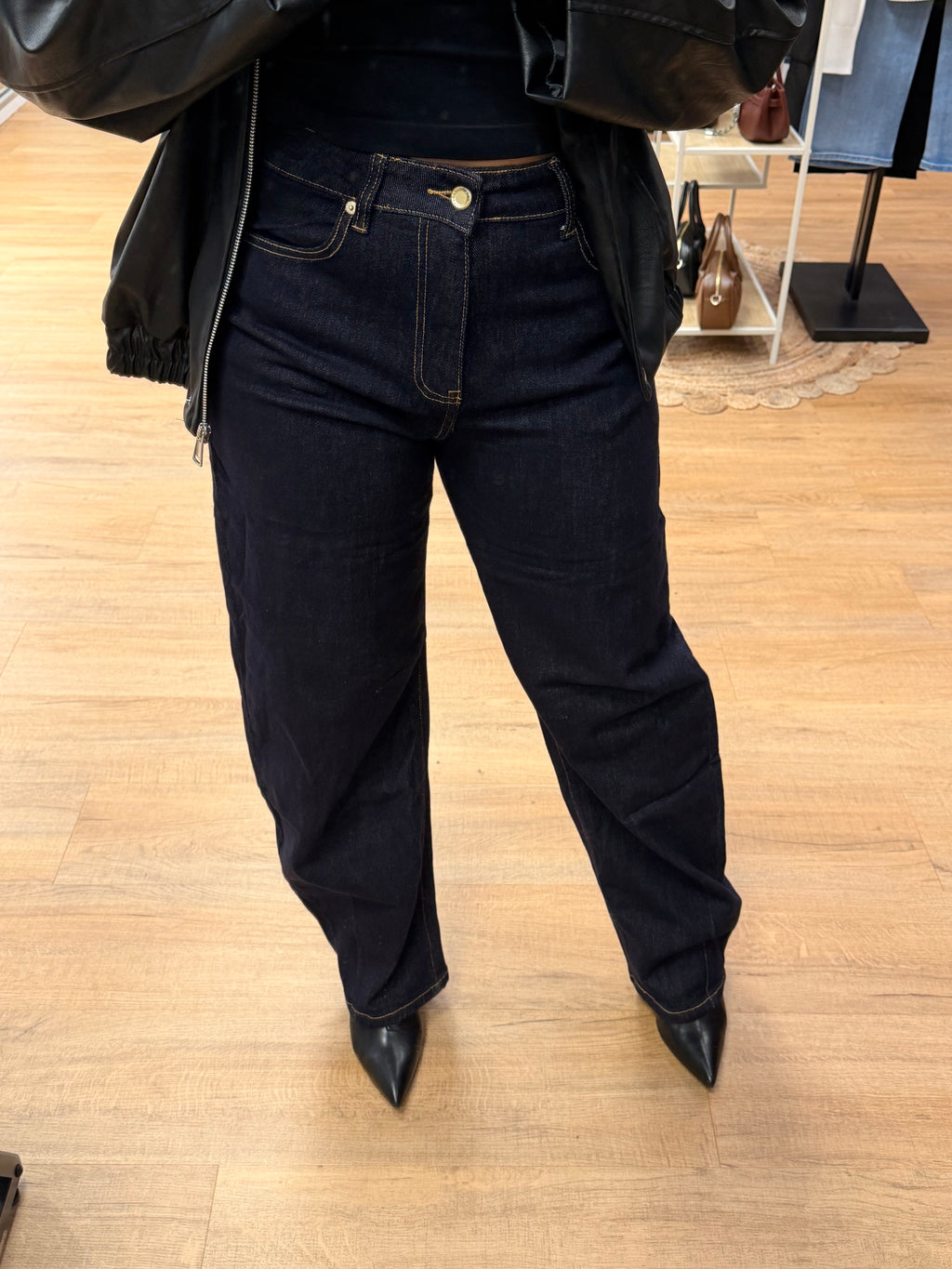 Jean ballon bleu brut