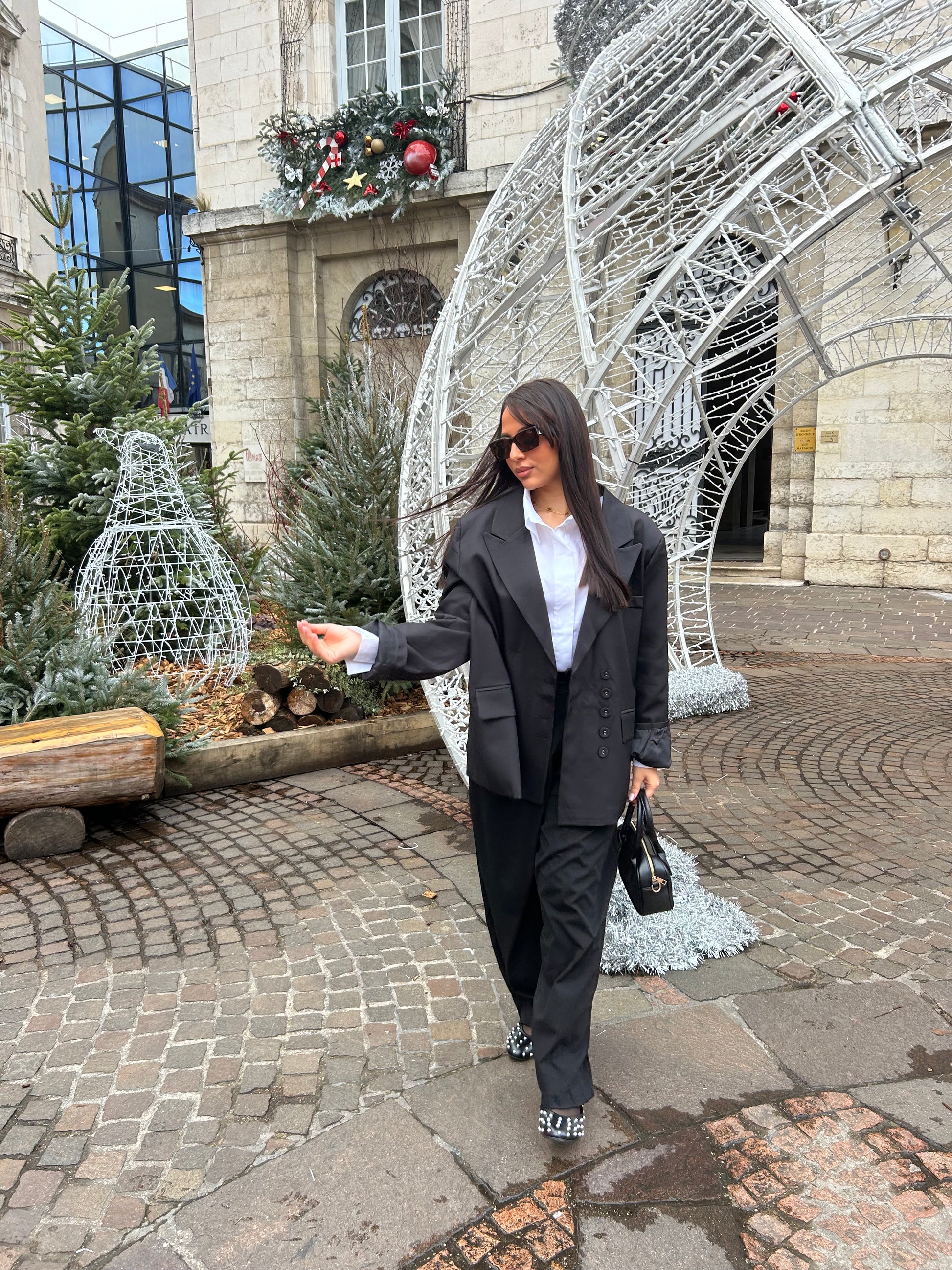 Veste oversize noir femme – Style chic & moderne