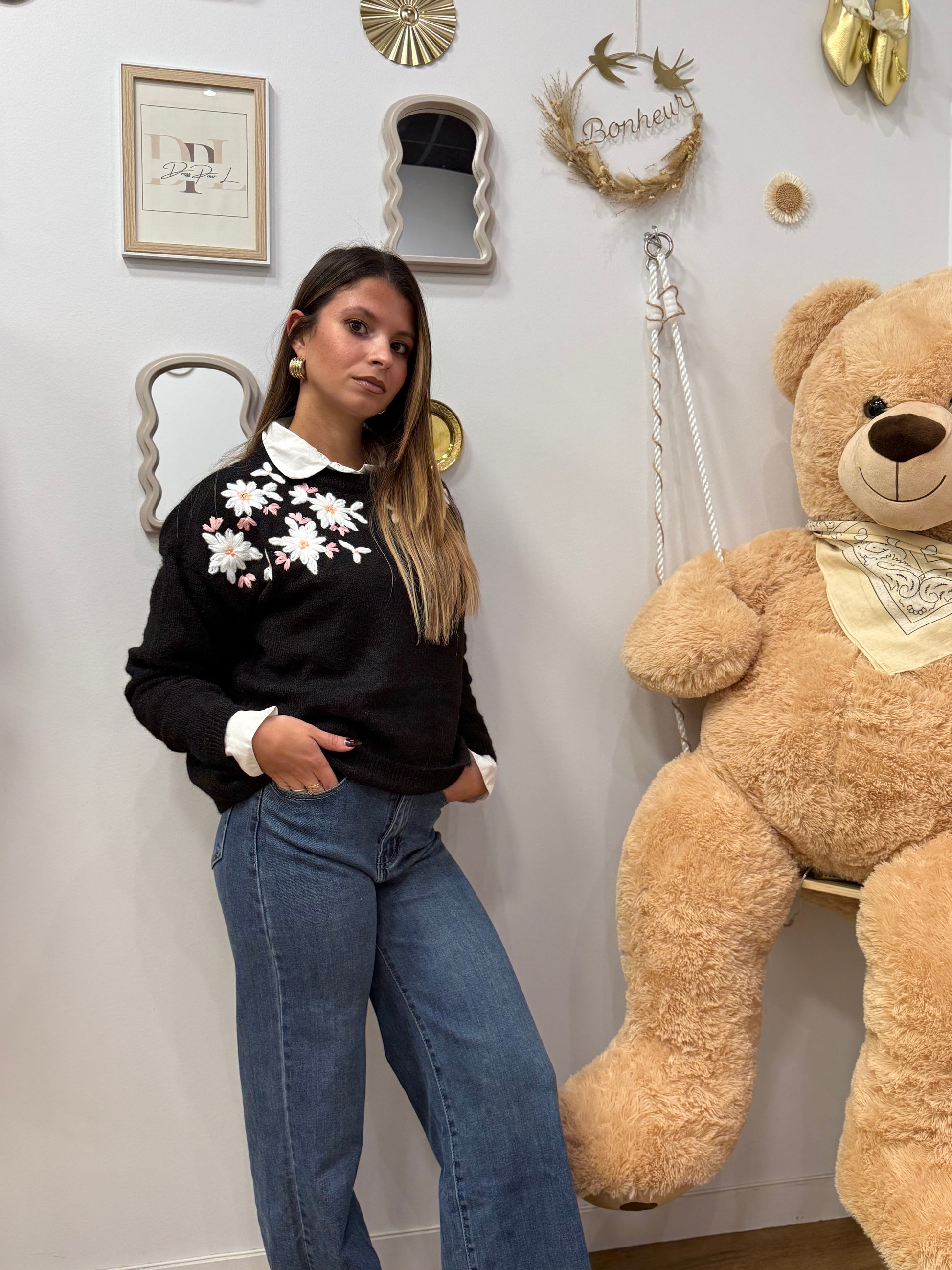 Pull doux à fleurs  – Plusieurs coloris