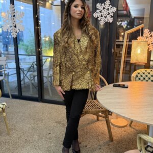 Blazer Doré Texturé – Élégance & Brillance - Prêt-à-porter féminin Bourg-en-Bresse