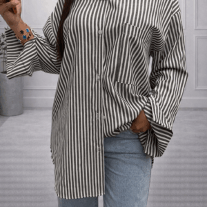 Chemise Oversize à Rayures Noir & Blanc – Style Casual Chic - Prêt-à-porter féminin Bourg-en-Bresse