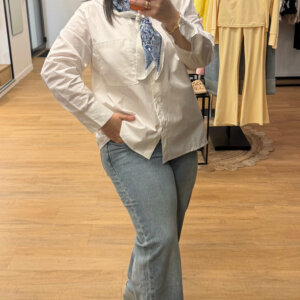 Chemise Oversize Blanche avec Foulard Amovible - Prêt-à-porter féminin Bourg-en-Bresse