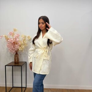 Kimono Jaune Très Clair Texturé – Élégance Douce - Prêt-à-porter féminin Bourg-en-Bresse