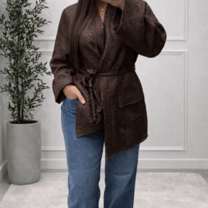 Kimono Texturé Marron – Élégance Raffinée - Prêt-à-porter féminin Bourg-en-Bresse