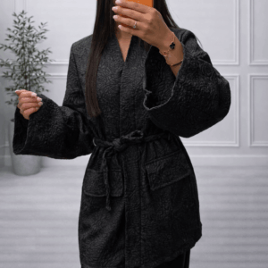 Kimono Noir Texturé – Élégance Chic - Prêt-à-porter féminin Bourg-en-Bresse