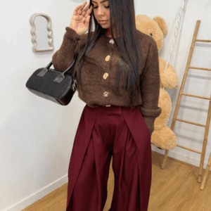 Pantalon Palazzo Bordeau Élégance - Prêt-à-porter féminin Bourg-en-Bresse