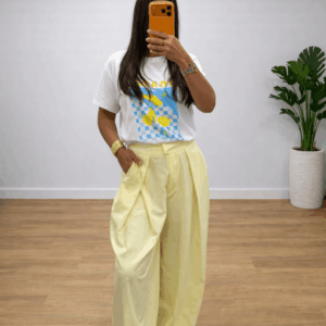 Pantalon Large Jaune Pastel – Élégance & Fluidité - Prêt-à-porter féminin Bourg-en-Bresse