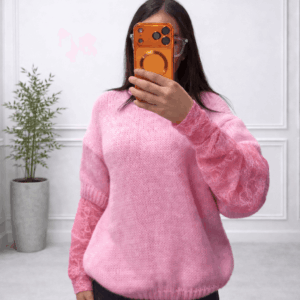 Pull Rose à Manches Dentelle – Féminin & Doux - Prêt-à-porter féminin Bourg-en-Bresse